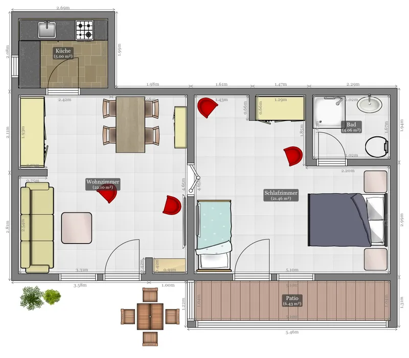 Floor plan of the Rössleweg apartment