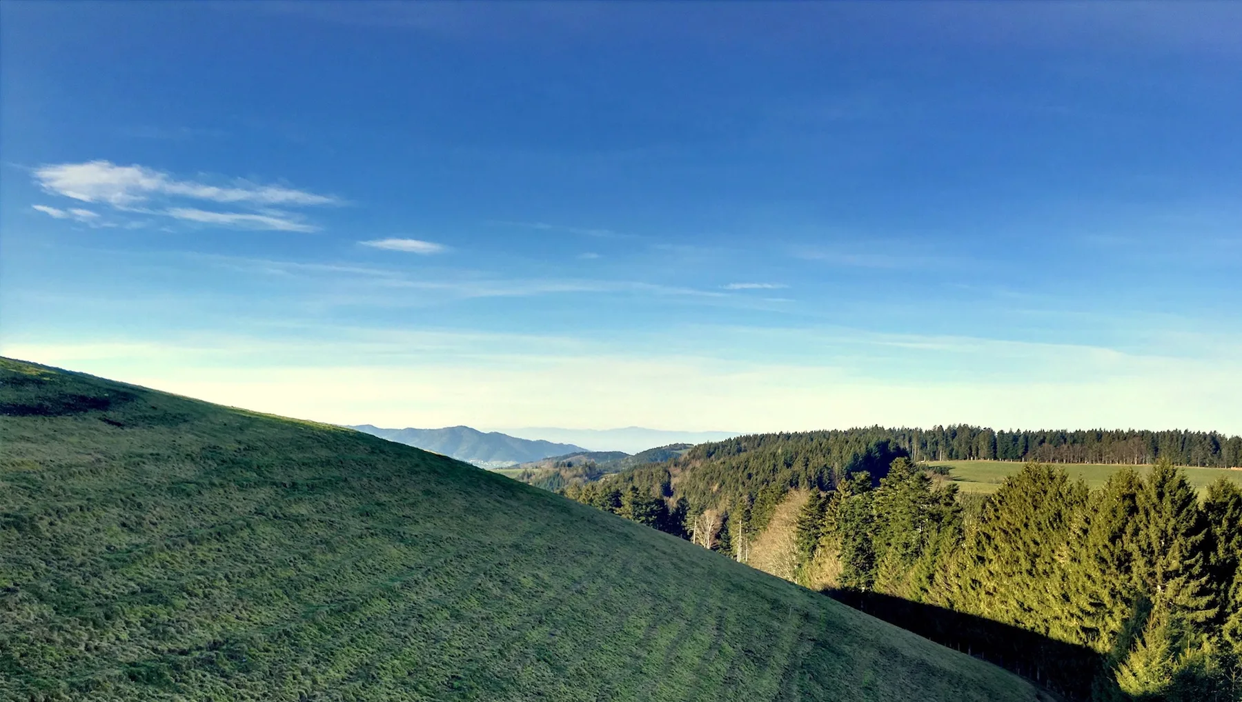 Blick von St. Märgen über die Schwarzwaldhöhen bis ins Rheintal